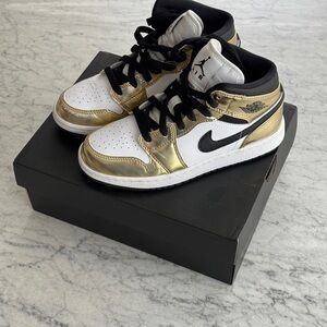 Air Jordan Gold and White Sneakers